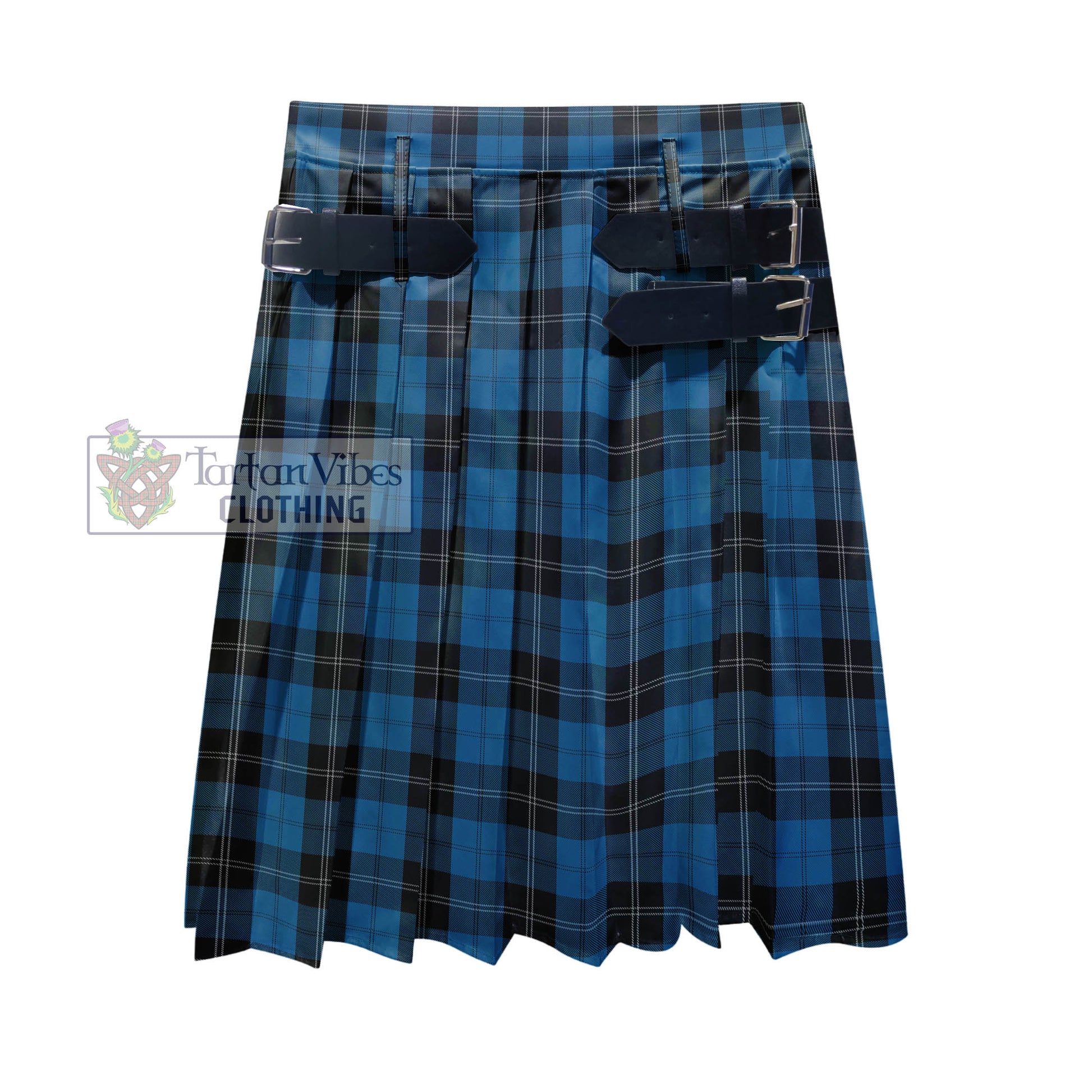 Tartan Vibes Clothing Ramsay Blue Hunting Tartan Men's Pleated Skirt - Fashion Casual Retro Scottish Style