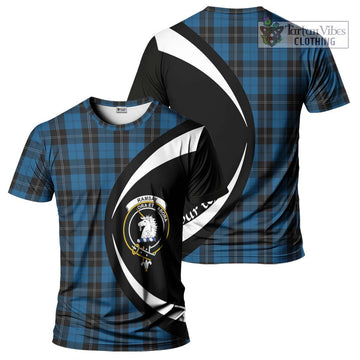 Ramsay Blue Hunting Tartan T-Shirt with Family Crest Circle Style