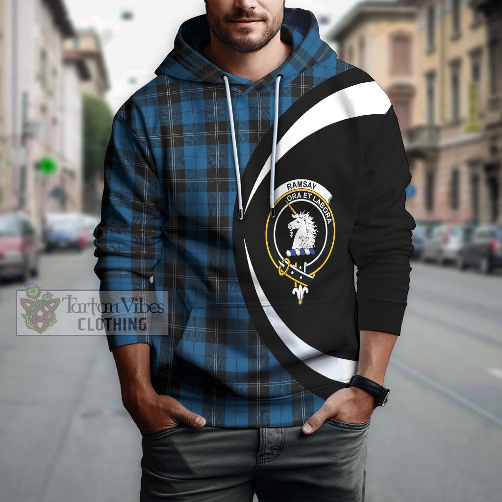 Ramsay Blue Hunting Tartan Hoodie with Family Crest Circle Style Zip Hoodie - Tartan Vibes Clothing