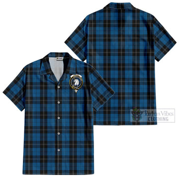 Ramsay Blue Hunting Tartan Cotton Hawaiian Shirt with Family Crest