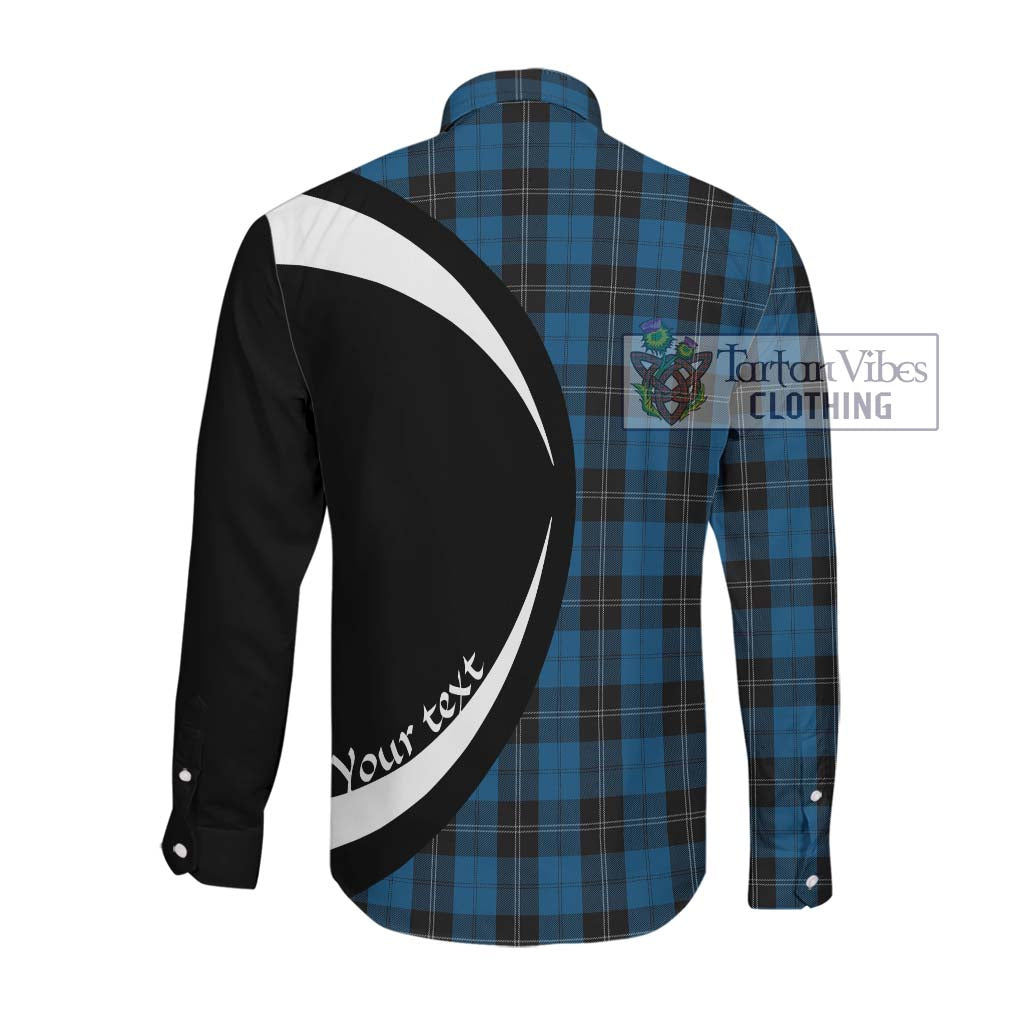 Ramsay Blue Hunting Tartan Long Sleeve Button Up with Family Crest Circle Style Men's Shirt - Tartan Vibes Clothing