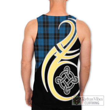 Ramsay Blue Hunting Tartan Men's Tank Top with Family Crest and Celtic Symbol Style