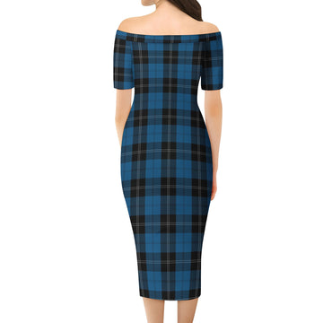 Ramsay Blue Hunting Tartan Off Shoulder Lady Dress