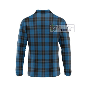 Ramsay Blue Hunting Tartan Long Sleeve Polo Shirt with Family Crest DNA In Me Style