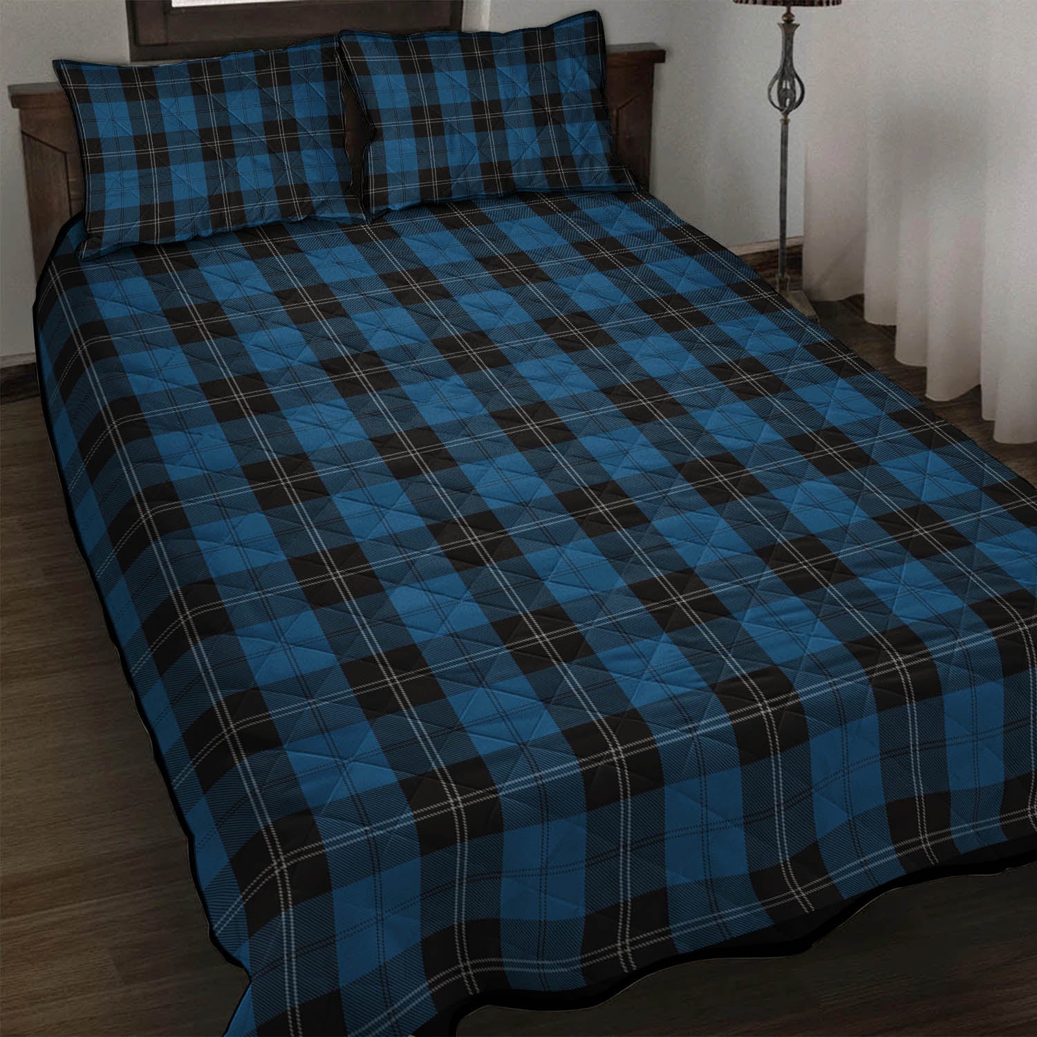 Ramsay Blue Hunting Tartan Quilt Bed Set - Tartan Vibes Clothing