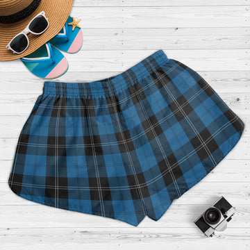 Ramsay Blue Hunting Tartan Womens Shorts with Family Crest