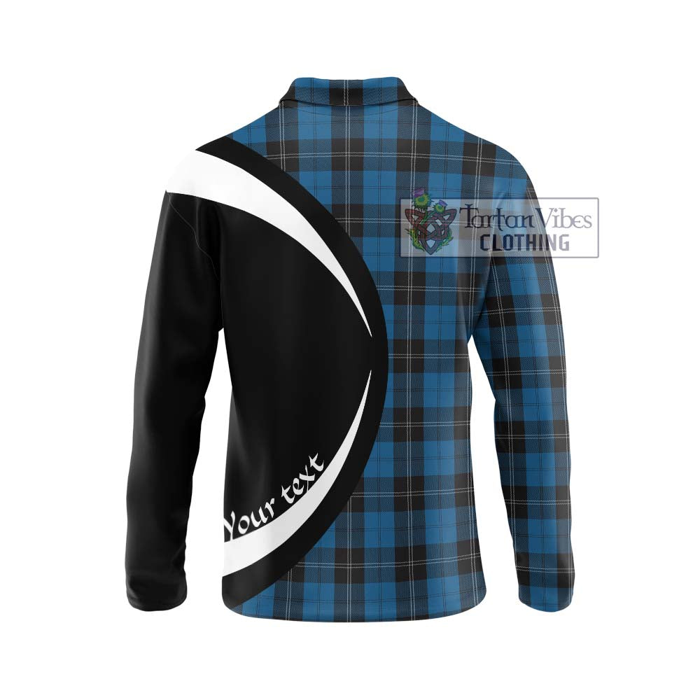 Ramsay Blue Hunting Tartan Long Sleeve Polo Shirt with Family Crest Circle Style - Tartan Vibes Clothing