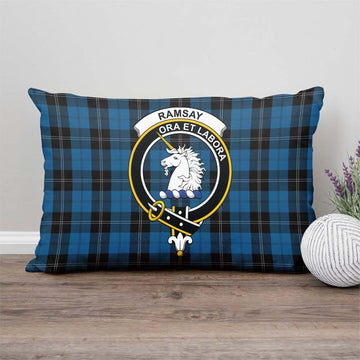 Ramsay Blue Hunting Tartan Pillow Cover with Family Crest