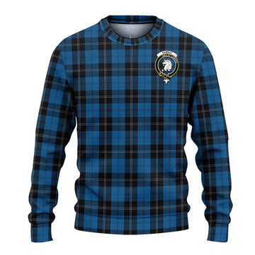 Ramsay Blue Hunting Tartan Ugly Sweater with Family Crest