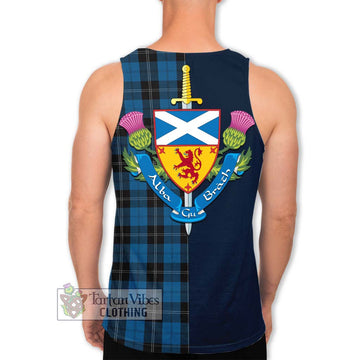 Ramsay Blue Hunting Tartan Men's Tank Top with Scottish Lion Royal Arm Half Style