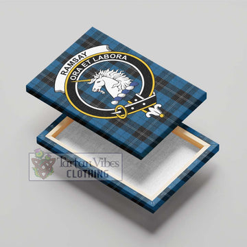 Ramsay Blue Hunting Tartan Canvas Print Wall Art with Family Crest