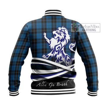 Ramsay Blue Hunting Tartan Baseball Jacket with Alba Gu Brath Regal Lion Emblem