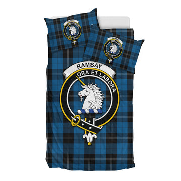 Ramsay Blue Hunting Tartan Bedding Set with Family Crest