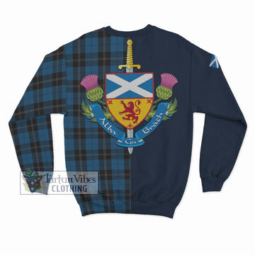 Ramsay Blue Hunting Tartan Sweatshirt with Scottish Lion Royal Arm Half Style