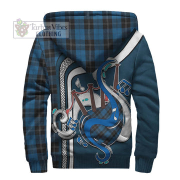 Ramsay Blue Hunting Tartan Sherpa Hoodie with Epic Bagpipe Style