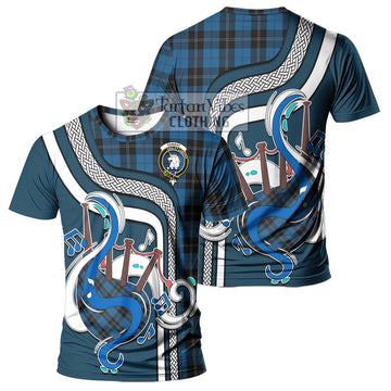 Ramsay Blue Hunting Tartan T-Shirt with Epic Bagpipe Style