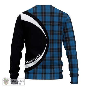 Ramsay Blue Hunting Tartan Knitted Sweater with Family Crest Circle Style