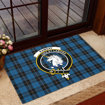 Ramsay Blue Hunting Tartan Door Mat with Family Crest