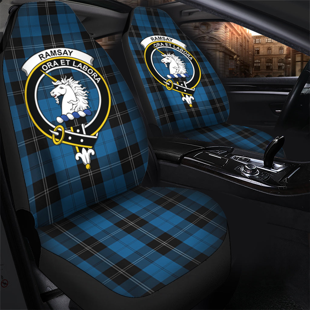 Ramsay Blue Hunting Tartan Car Seat Cover with Family Crest - Tartanvibesclothing