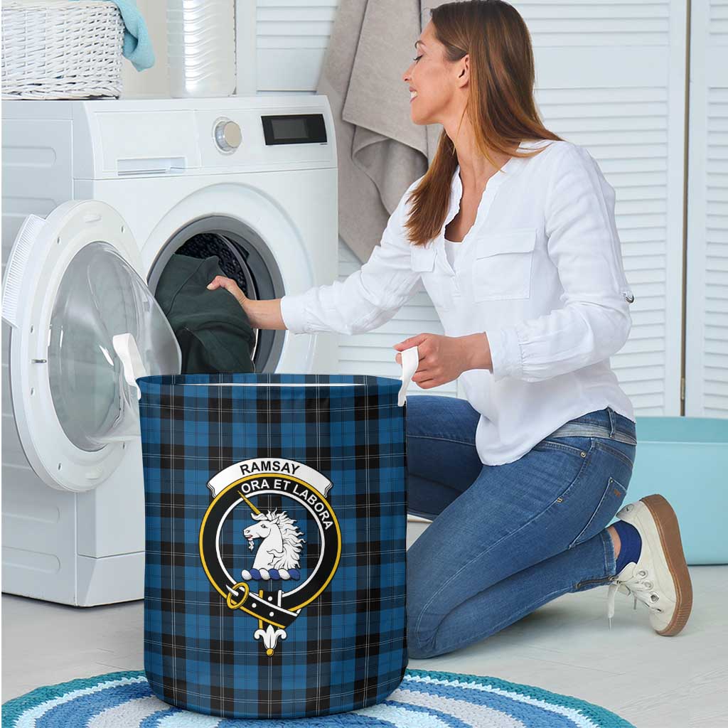 Tartan Vibes Clothing Ramsay Blue Hunting Tartan Laundry Basket with Family Crest