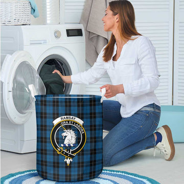 Ramsay Blue Hunting Tartan Laundry Basket with Family Crest