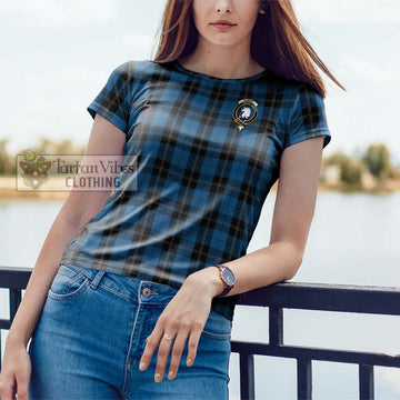 Ramsay Blue Hunting Tartan Cotton T-Shirt with Family Crest