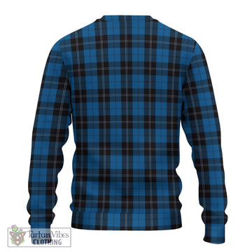 Ramsay Blue Hunting Tartan Knitted Sweater with Family Crest DNA In Me Style