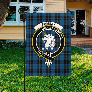 Ramsay Blue Hunting Tartan Flag with Family Crest