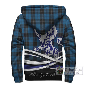 Ramsay Blue Hunting Tartan Sherpa Hoodie with Alba Gu Brath Regal Lion Emblem