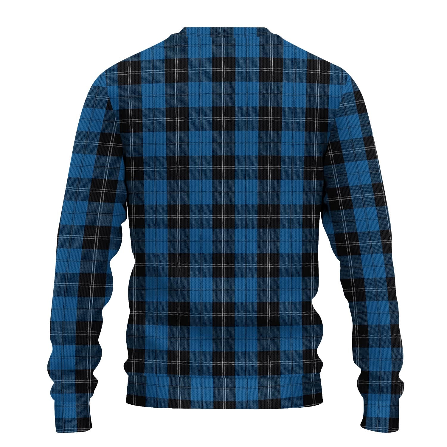 Ramsay Blue Hunting Tartan Knitted Sweater with Family Crest - Tartanvibesclothing