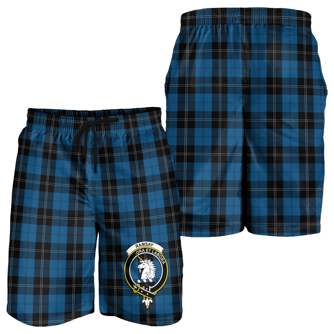 ramsay-blue-hunting-tartan-mens-shorts-with-family-crest