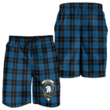 Ramsay Blue Hunting Tartan Mens Shorts with Family Crest