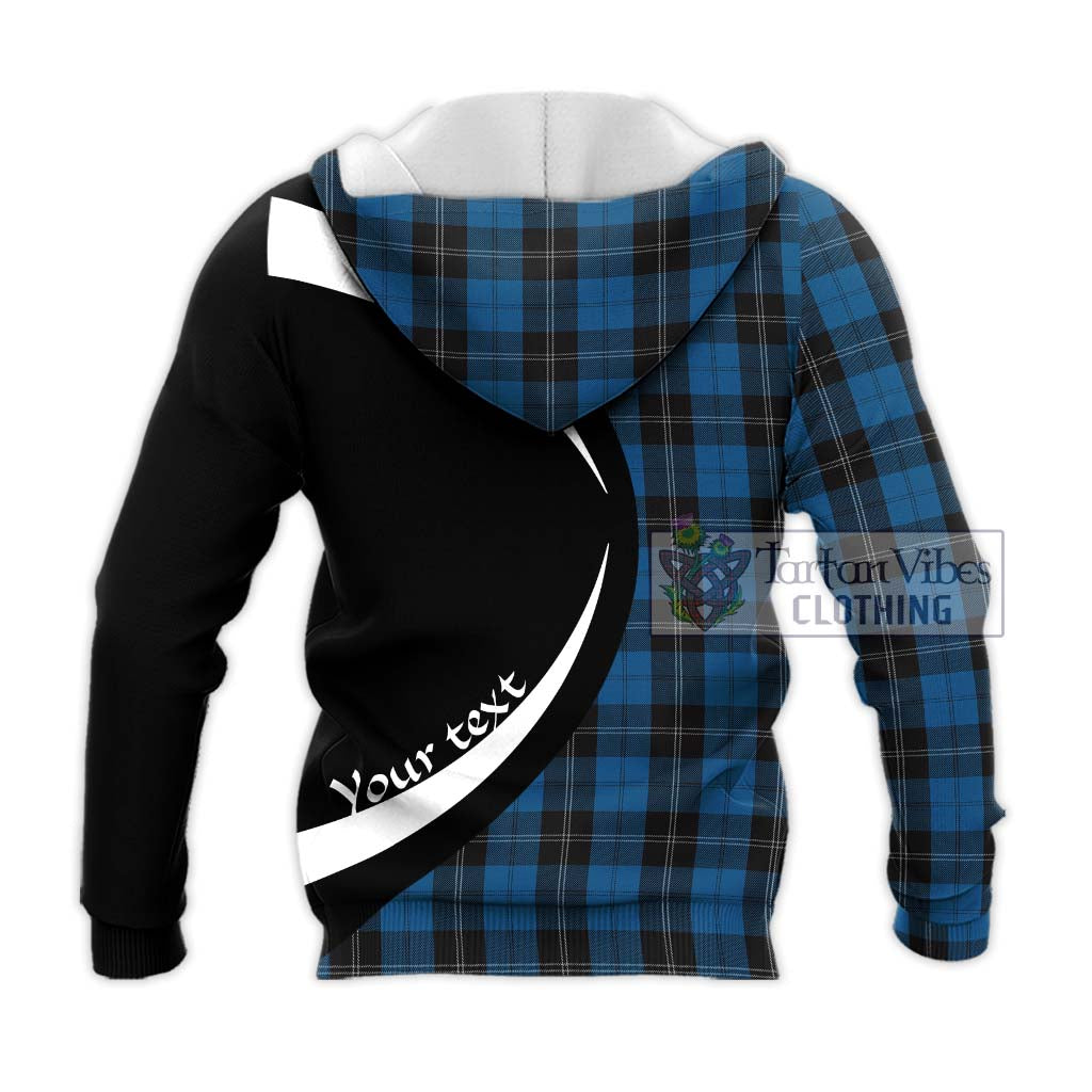 Ramsay Blue Hunting Tartan Knitted Hoodie with Family Crest Circle Style - Tartan Vibes Clothing