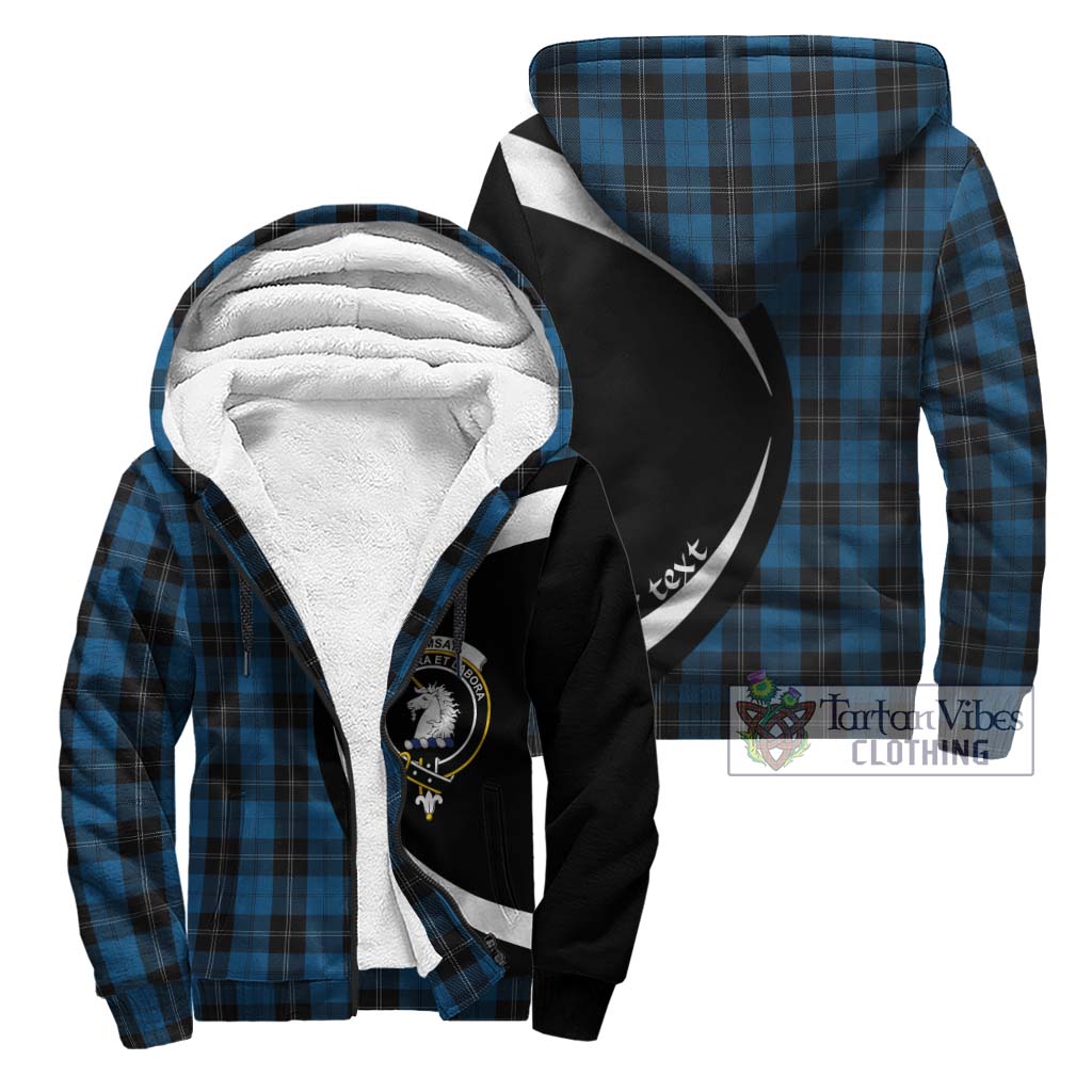 Ramsay Blue Hunting Tartan Sherpa Hoodie with Family Crest Circle Style Unisex - Tartan Vibes Clothing