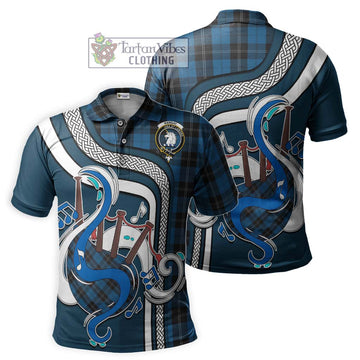 Ramsay Blue Hunting Tartan Polo Shirt with Epic Bagpipe Style