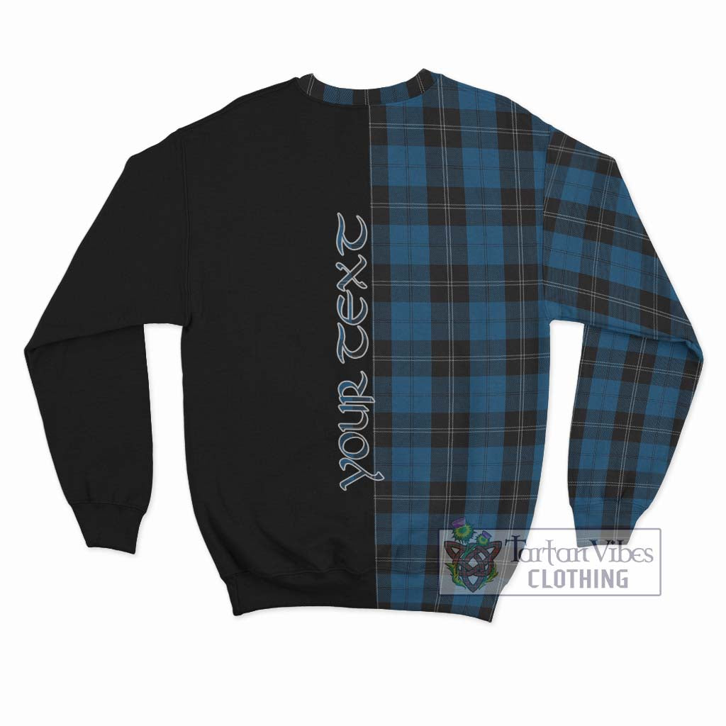 Tartan Vibes Clothing Ramsay Blue Hunting Tartan Sweatshirt with Family Crest and Half Of Me Style