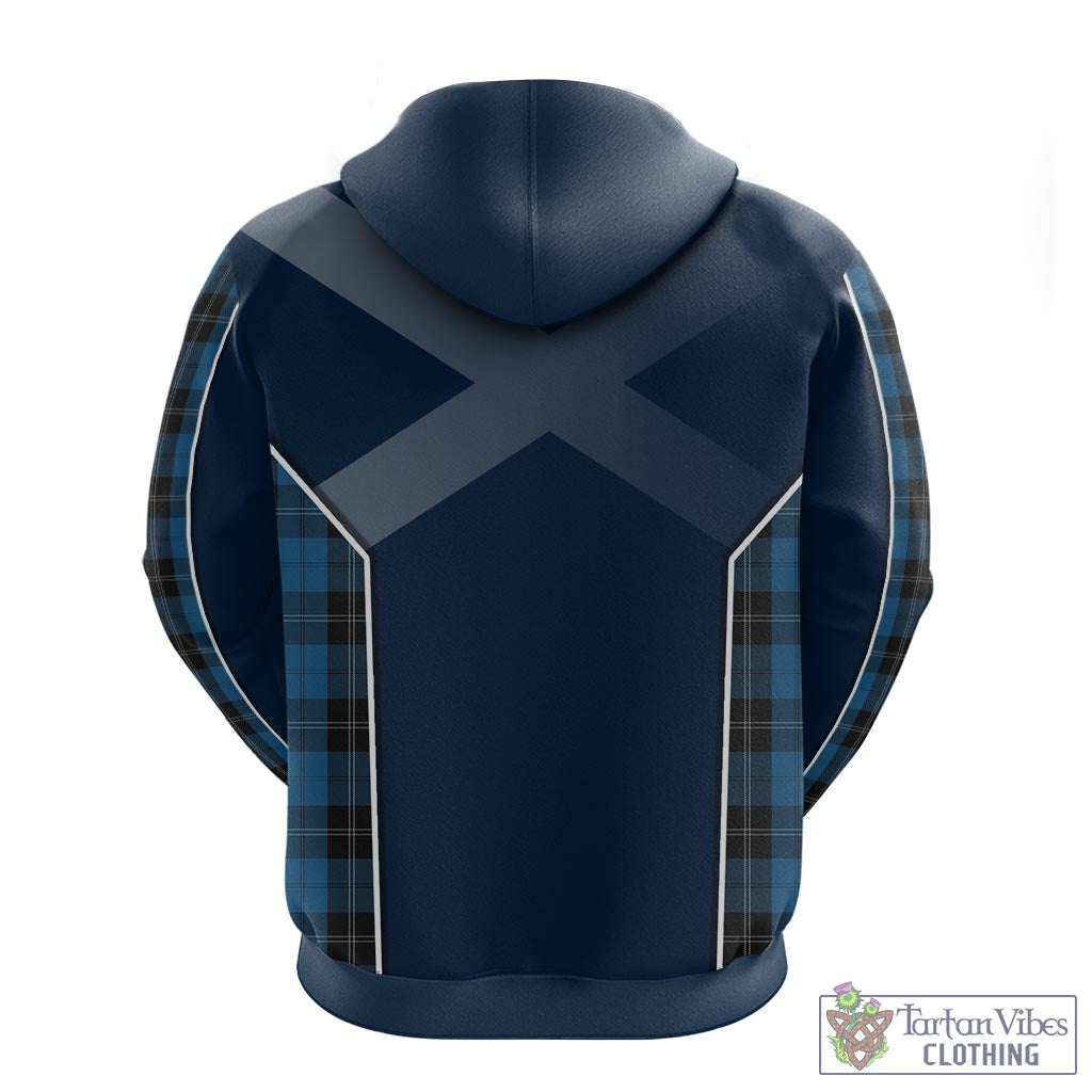 Tartan Vibes Clothing Ramsay Blue Hunting Tartan Hoodie with Family Crest and Lion Rampant Vibes Sport Style