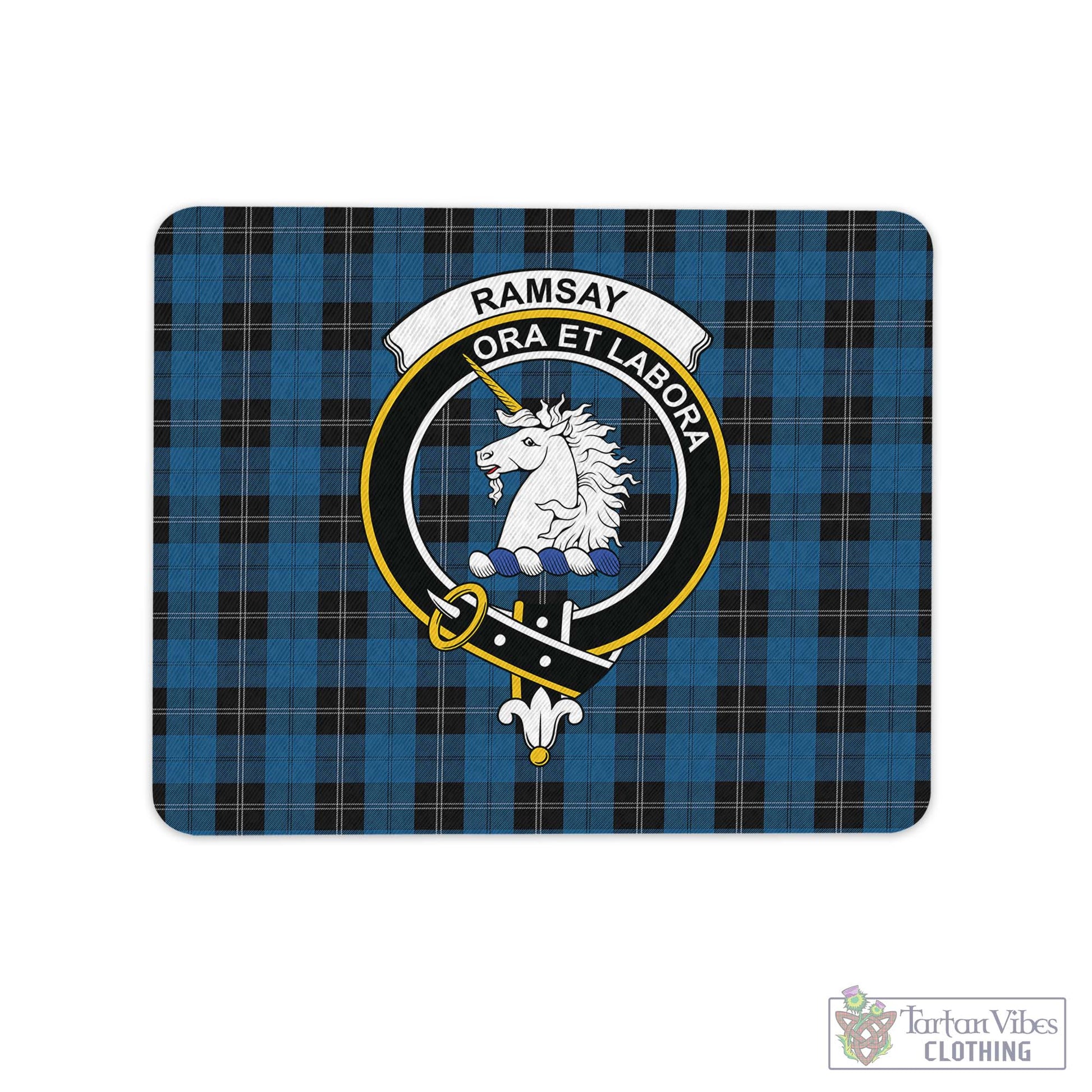 Tartan Vibes Clothing Ramsay Blue Hunting Tartan Mouse Pad with Family Crest