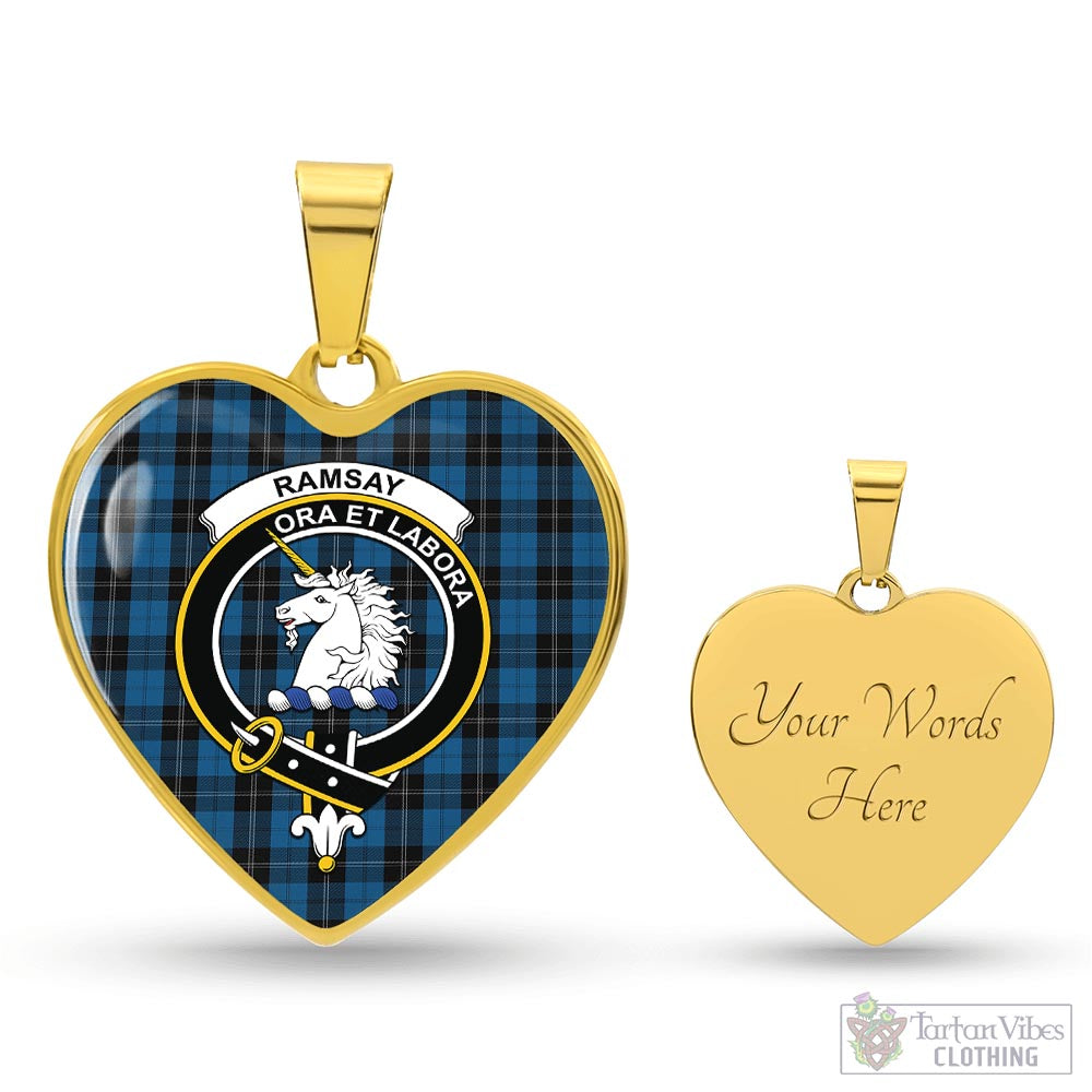 Tartan Vibes Clothing Ramsay Blue Hunting Tartan Heart Necklace with Family Crest