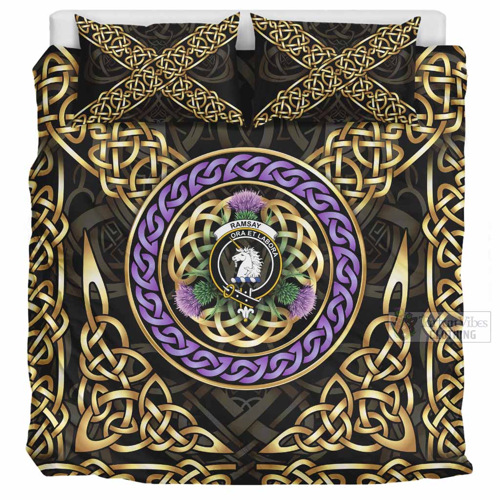 Ramsay Clan Crest Bedding Set Celtic Scottish Thistle UK Bedding Set UK Super King 104*94 inch - Tartan Vibes Clothing