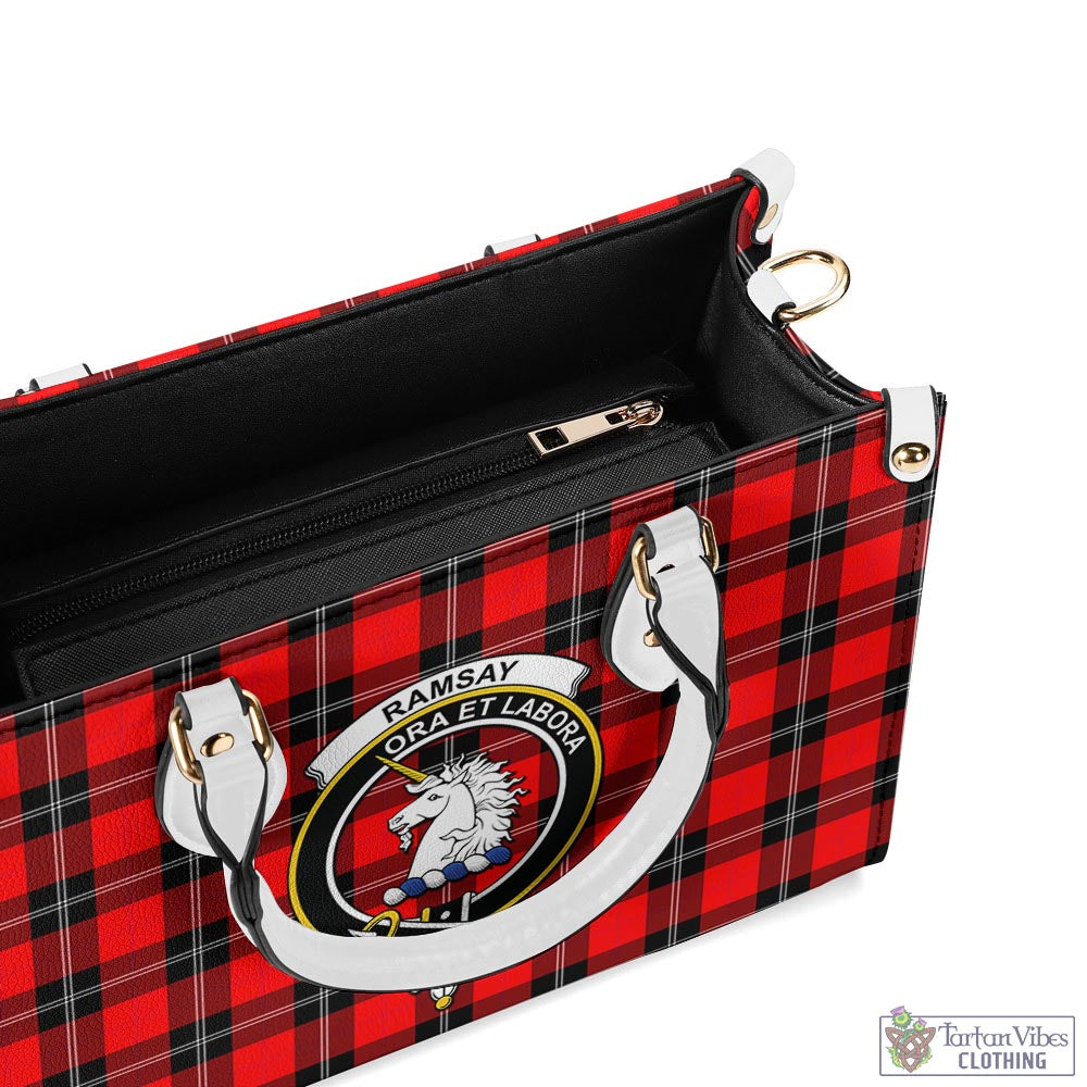 Tartan Vibes Clothing Ramsay Modern Tartan Luxury Leather Handbags with Family Crest