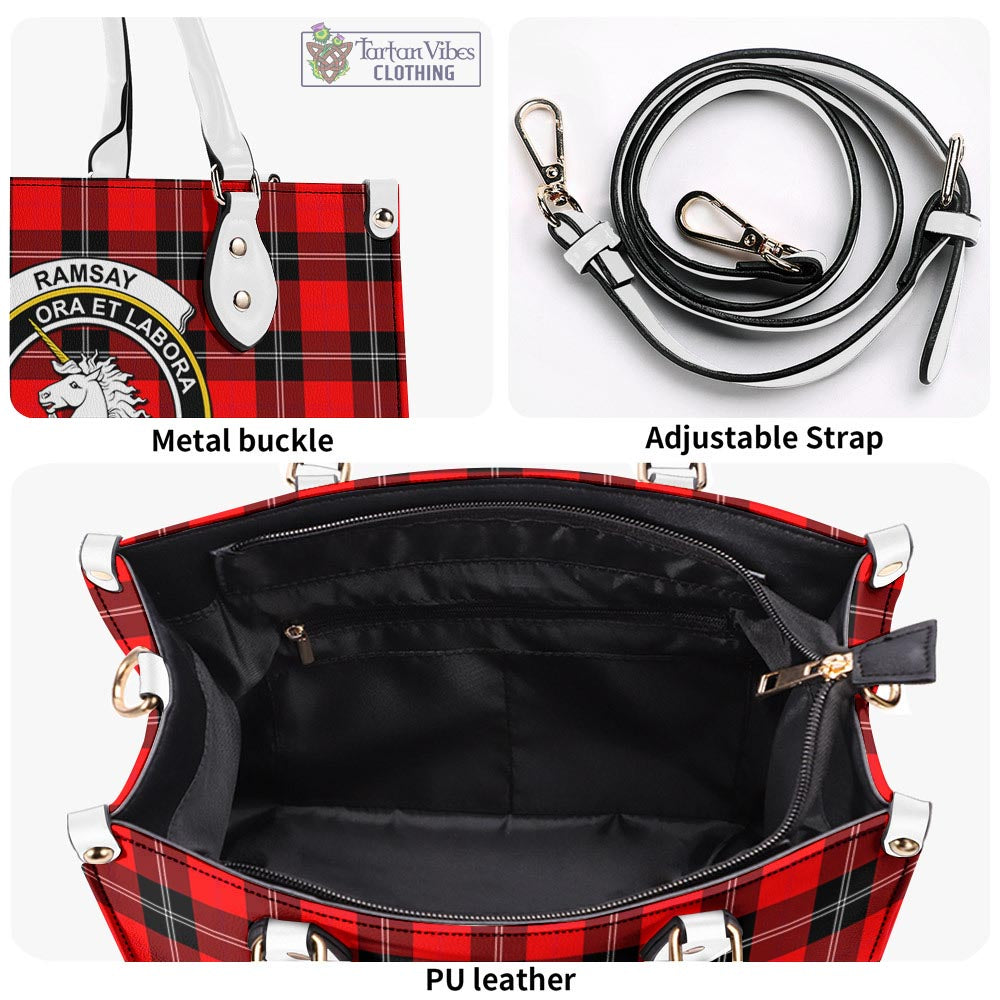 Tartan Vibes Clothing Ramsay Modern Tartan Luxury Leather Handbags with Family Crest