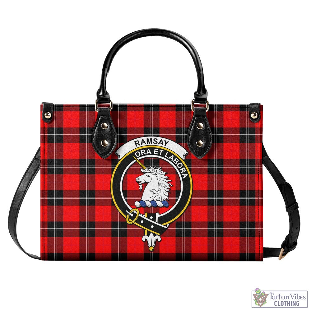 Tartan Vibes Clothing Ramsay Modern Tartan Luxury Leather Handbags with Family Crest