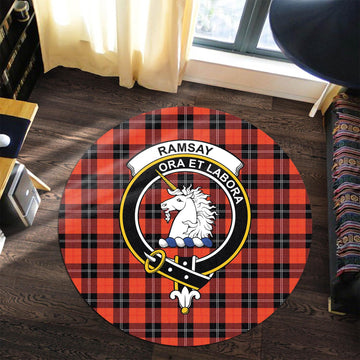 Ramsay Modern Tartan Round Rug with Family Crest