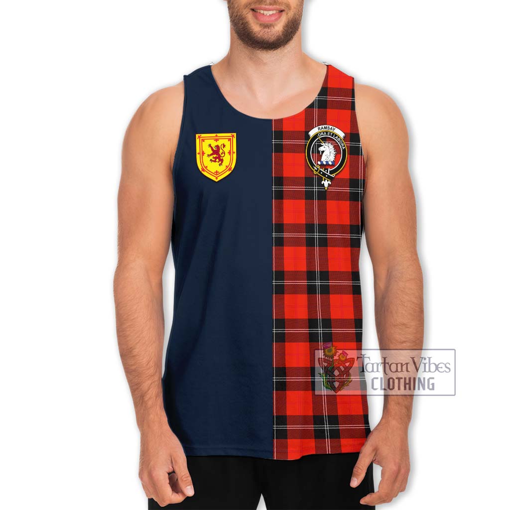 Tartan Vibes Clothing Ramsay Modern Tartan Men's Tank Top with Scottish Lion Royal Arm Half Style