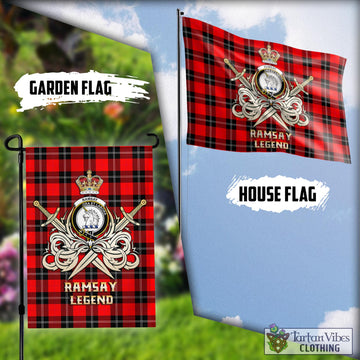 Ramsay Modern Tartan Flag with Clan Crest and the Golden Sword of Courageous Legacy