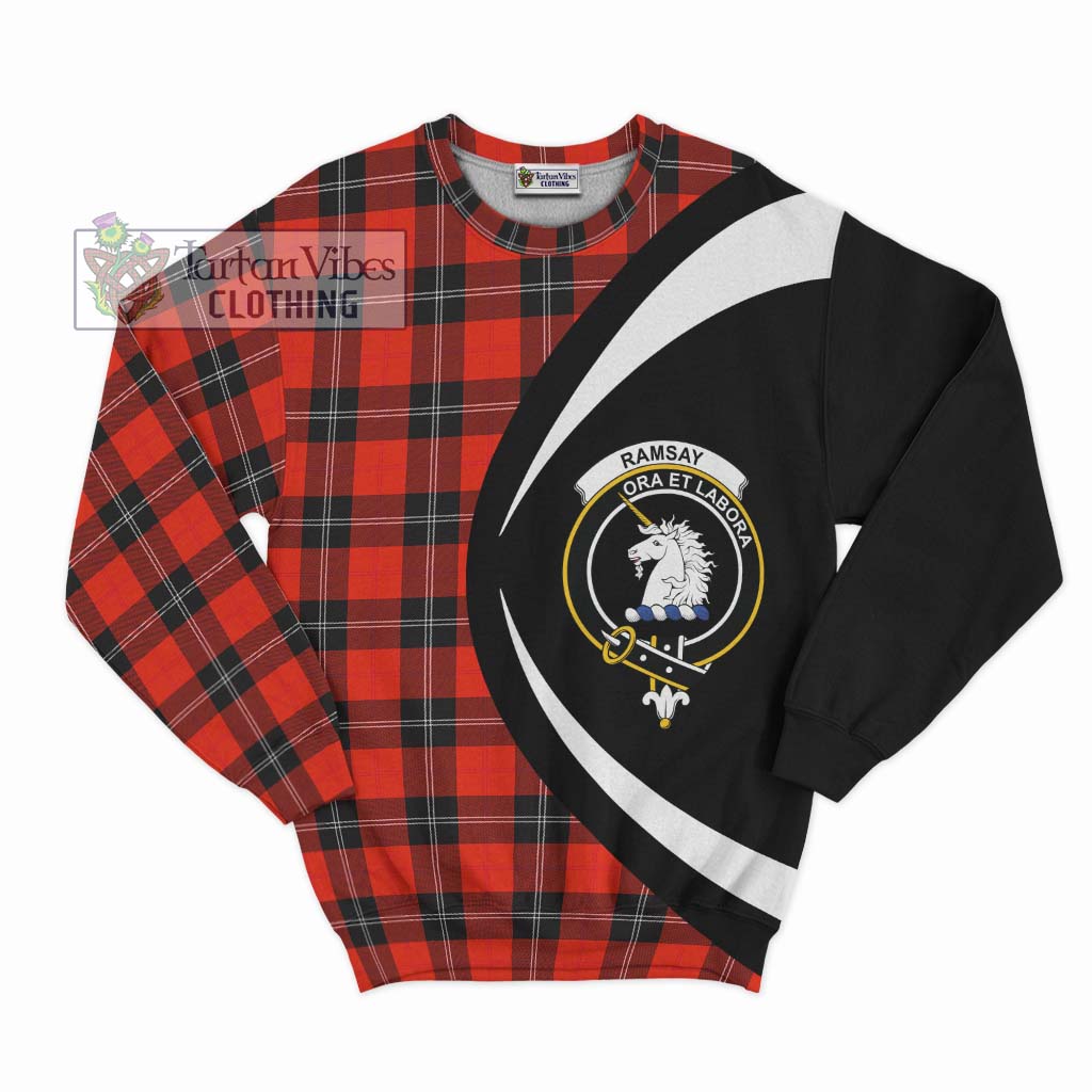 Ramsay Modern Tartan Sweatshirt with Family Crest Circle Style Unisex - Tartan Vibes Clothing