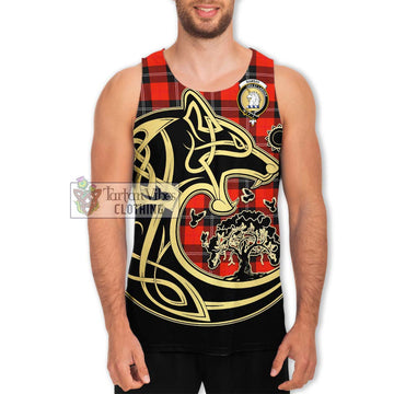 Ramsay Modern Tartan Men's Tank Top with Family Crest Celtic Wolf Style