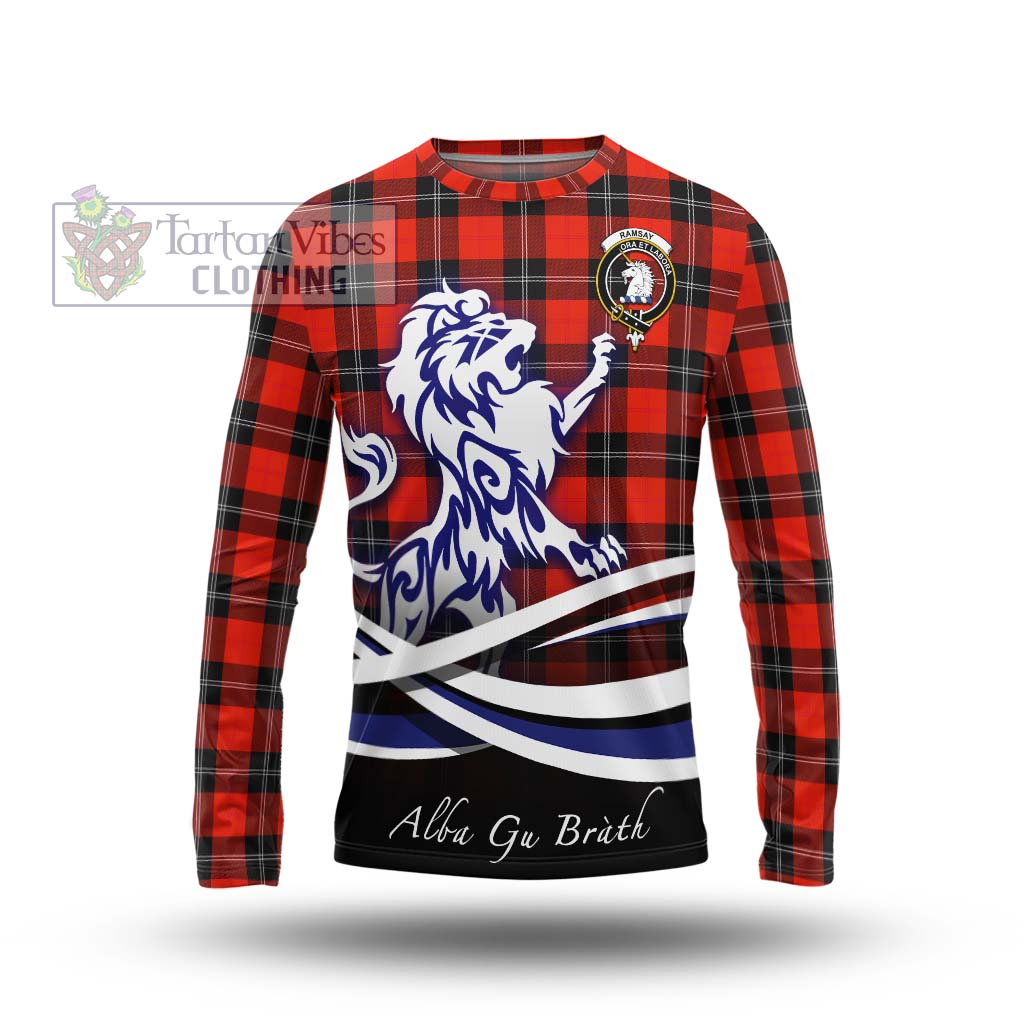 Tartan Vibes Clothing Ramsay Modern Tartan Long Sleeve T-Shirt with Alba Gu Brath Regal Lion Emblem