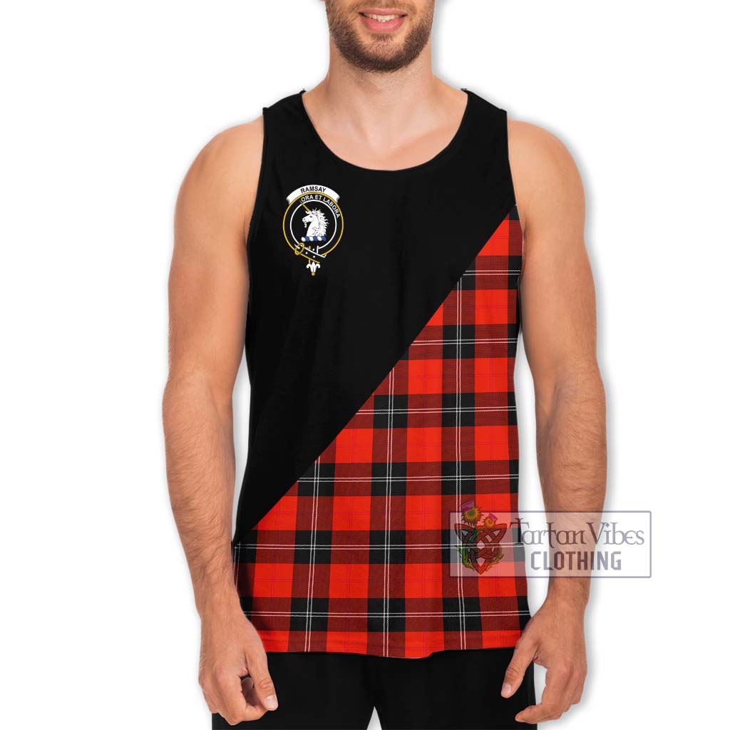 Tartan Vibes Clothing Ramsay Modern Tartan Men's Tank Top with Family Crest and Military Logo Style